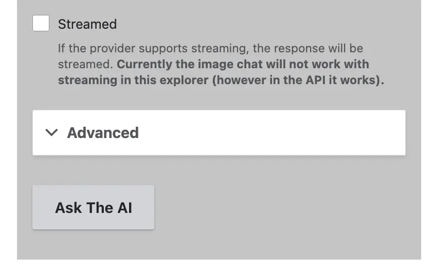Botón Ask The AI del formulario Chat Generation Explorer en Drupal
